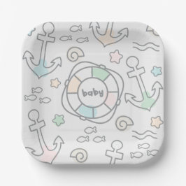 Prato De Papel Placa de papel Baby Ahoy