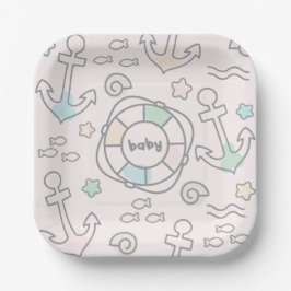 Prato De Papel Placa de papel Baby Ahoy
