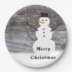 Prato De Papel Placa de papel branco boneco de neve russo feliz N