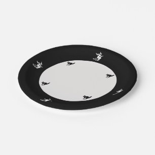 Prato De Papel Placa de papel - Bruxa voadora e gato preto