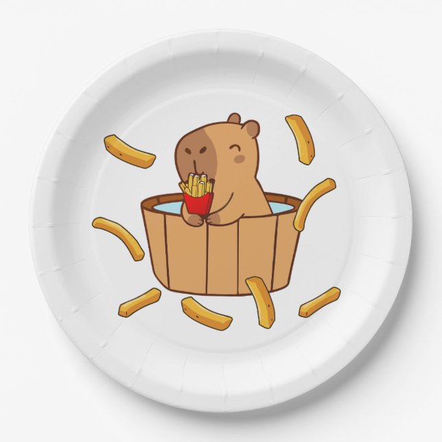 Prato De Papel Placa de papel Capybara Fries | Festa de Comida Rá (Frente)