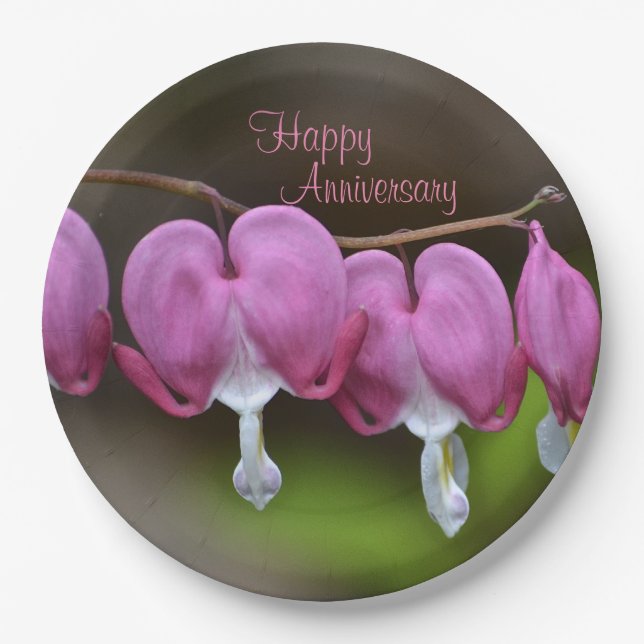 Prato De Papel Placa de Papel Cardíaco Sangrando no Aniversário (Frente)