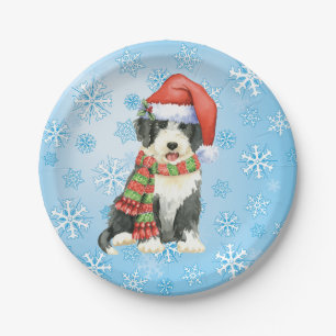 Prato De Papel Placa de Papel Collie de Natal