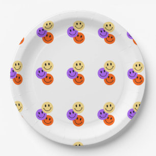 Prato De Papel Placa de papel colorido do Smiley face - Mesa de f