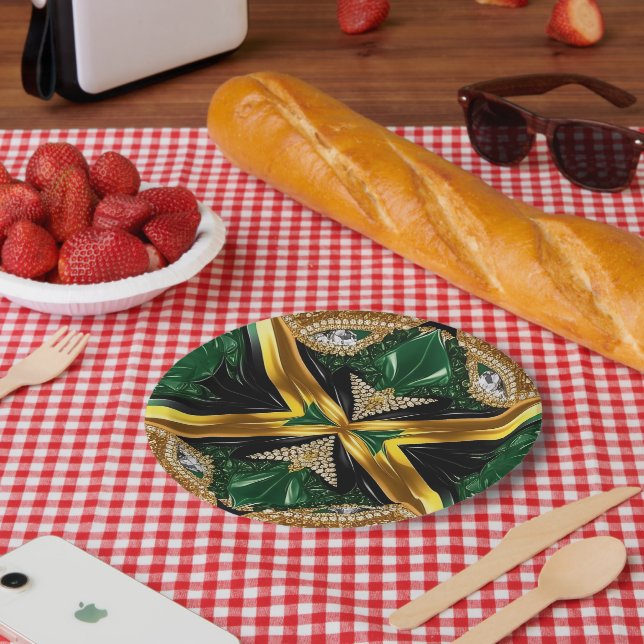 Prato De Papel Placa de papel com Design de cores jamaicanas (Piquenique)