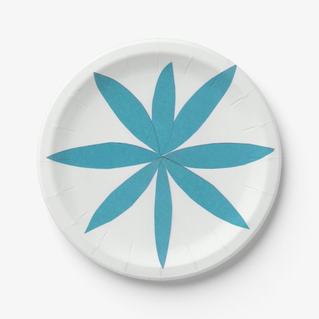 Prato De Papel Placa de papel com uma estrela turquesa (Frente)