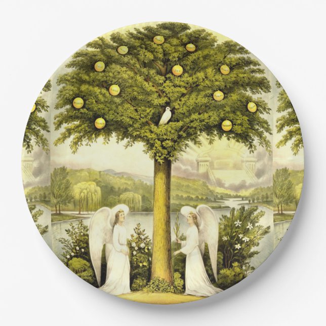 Prato De Papel Placa de papel da árvore salva-vidas (Frente)