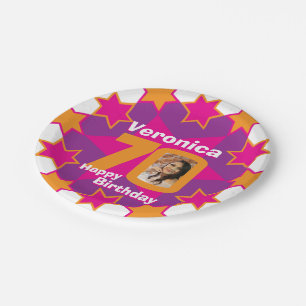 Prato De Papel placa de papel da estrela do rosa do nome da foto