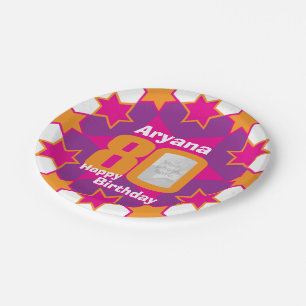 Prato De Papel placa de papel da estrela do rosa do nome da foto