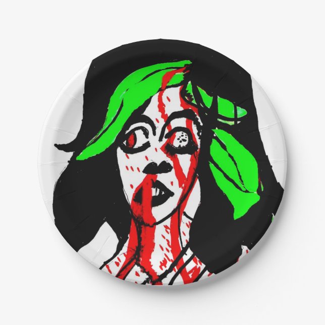 Prato De Papel Placa de Papel da Mulher Zombie (Frente)