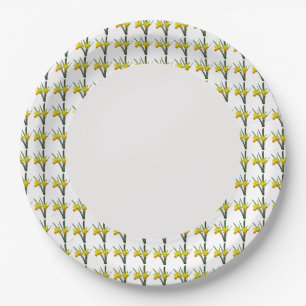 Prato De Papel Placa de papel - Daffodils na jante