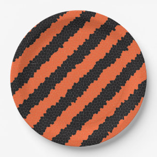 Prato De Papel Placa de papel de 9" Black and Orange Halloween
