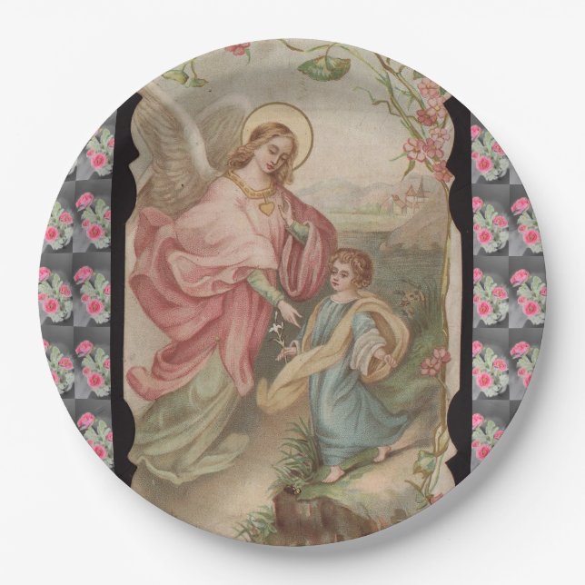 Prato De Papel Placa de papel de Angeles dos anjos (Frente)