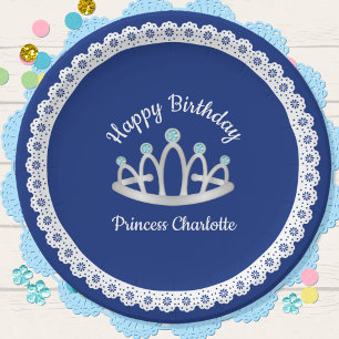 Prato De Papel Placa de papel de aniversário da Princesa Real Az