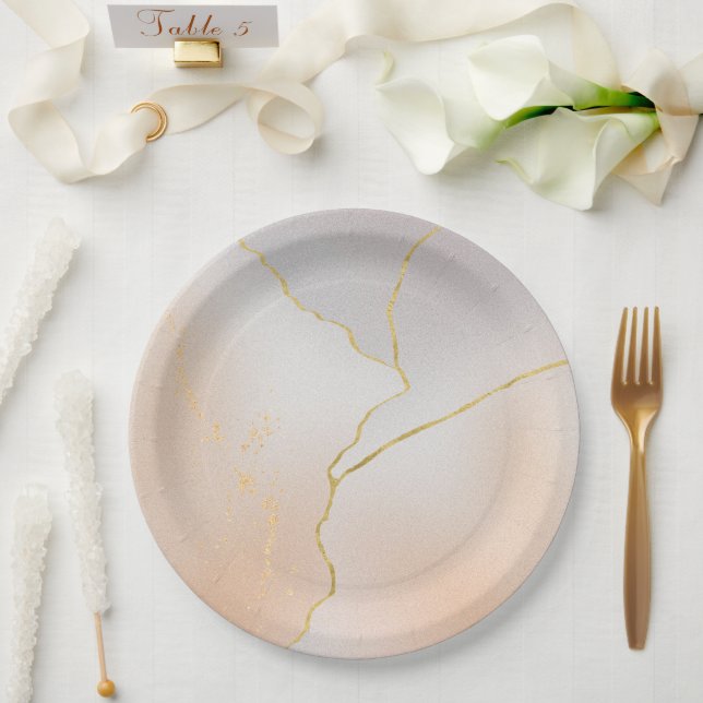 Prato De Papel Placa de papel de aniversário de aquarela (Casamento)