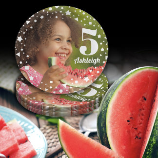 Prato De Papel Placa de papel de aniversário para 5 de fotografia