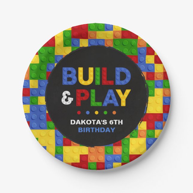 Prato De Papel Placa de papel de aniversário para garotos de Bric (Frente)