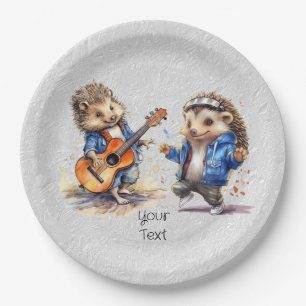 Prato De Papel Placa de papel de aquarela Feliz Hedgehog