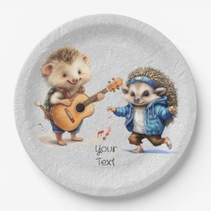 Prato De Papel Placa de papel de aquarela Feliz Hedgehog