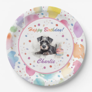 Prato De Papel Placa de papel de aquarela Miniatura Schnauzer
