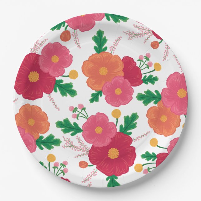 Prato De Papel Placa de Papel de Blooms Negros (Frente)