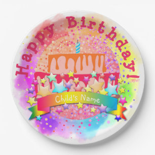Prato De Papel Placa de papel de bolos de aniversário - HAMbWG