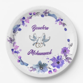 Prato De Papel Placa de Papel de Casamento Elegante com Design Fl