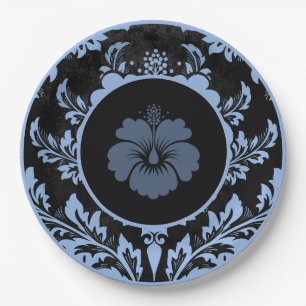 Prato De Papel Placa de papel de casamento formal floral preto e