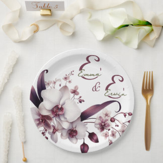 Prato De Papel Placa de Papel de Casamento Orquídeo Elegante