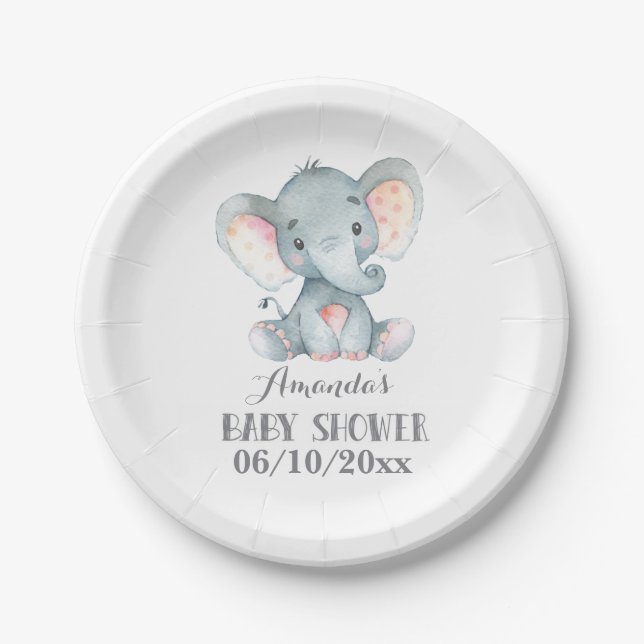 Prato De Papel Placa de papel de Cinza de elefante (Frente)