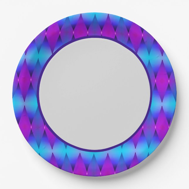 Prato De Papel Placa de papel de diamantes azuis (Frente)