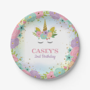 Prato De Papel Placa de papel de Festa de aniversário Unicorn