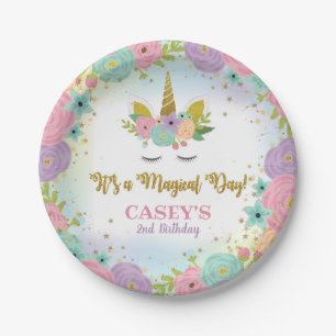 Prato De Papel Placa de papel de Festa de aniversário Unicorn