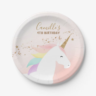 Prato De Papel Placa de papel de festa de aniversário Unicorn