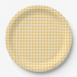 PRATO DE PAPEL PLACA DE PAPEL DE GINGHAM AMARELO RUSTIÇA