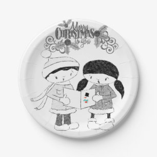 Prato De Papel Placa de Papel de Natal, Feliz Natal