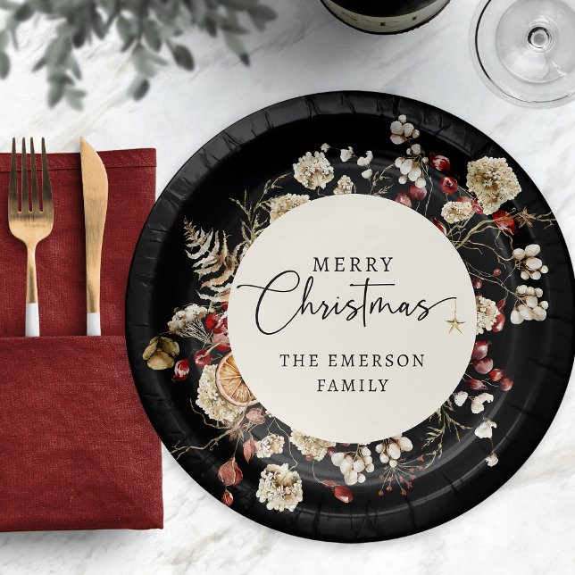 Prato De Papel Placa de Papel de Natal Preta (Black Christmas Paper Plate
)