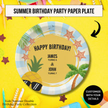 Placa de Papel de Tema de Aniversário de Verão Inf