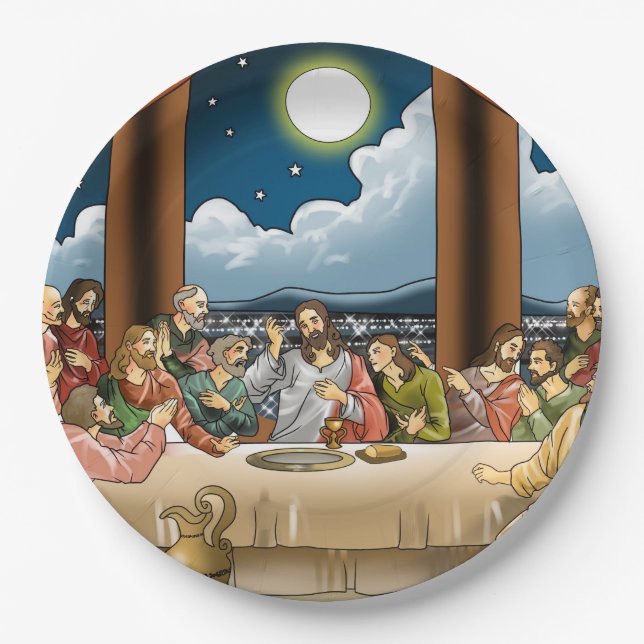 Prato De Papel Placa de papel de última ceia (Frente)