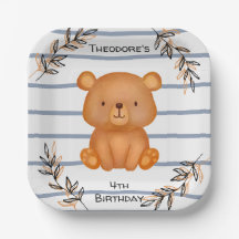 Placa de Papel de Urso Personalizada