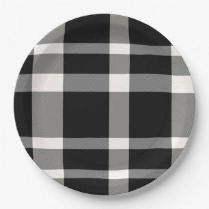 Prato De Papel Placa de papel de Xadrez em preto-e-branco