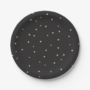 Prato De Papel Placa de papel descartável de polkadot preto e Dou