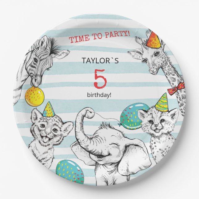 Prato De Papel Placa de papel do 5 Anniversário (Frente)