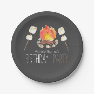 Prato De Papel Placa de papel do aniversário preto dos smores da
