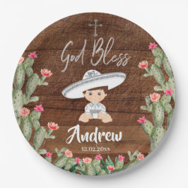 Prato De Papel Placa de papel do baptismo de prata mexicano