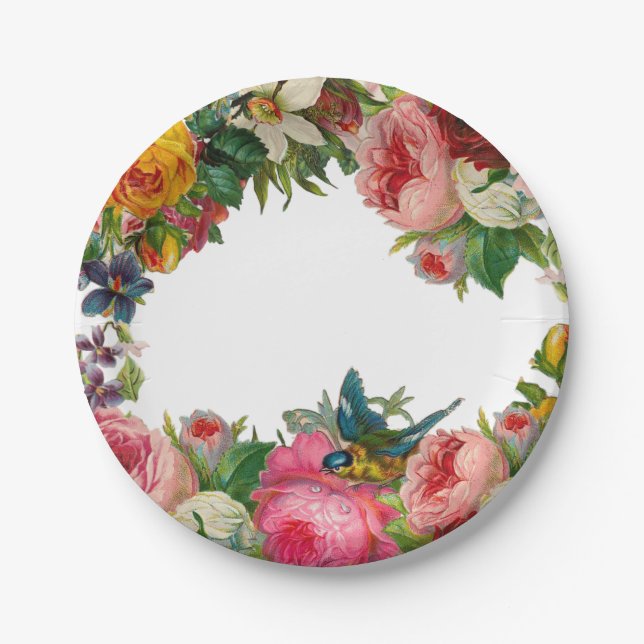 Prato De Papel Placa de papel do Buquê Primavera (Frente)