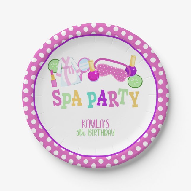 Prato De Papel Placa De Papel Do Spa Party - WH - Personalizada (Frente)