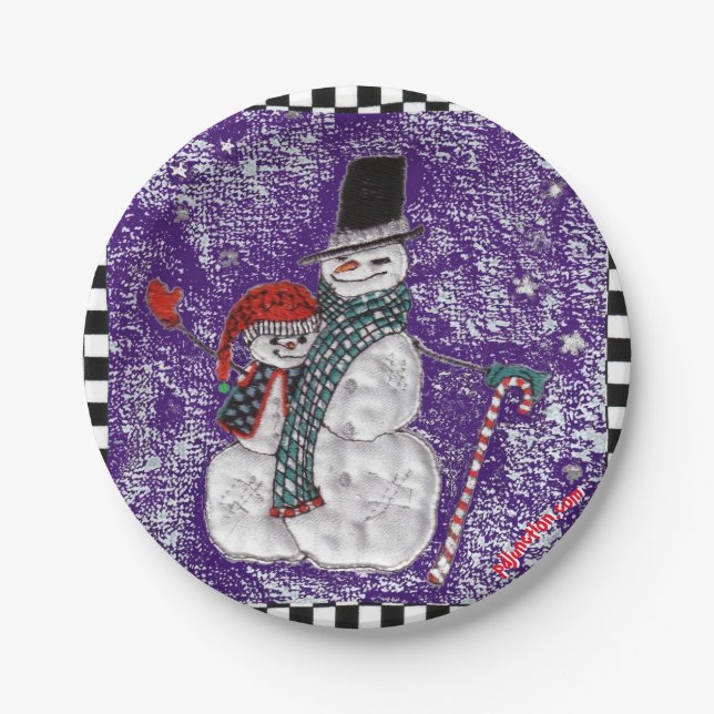 Prato De Papel Placa de papel dos cumprimentos da neve (Frente)