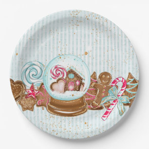 Prato De Papel Placa de papel dos doces de Snowglobe dos