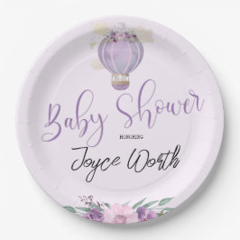 Prato De Papel Placa de papel elefante de balão de ar quente púrp